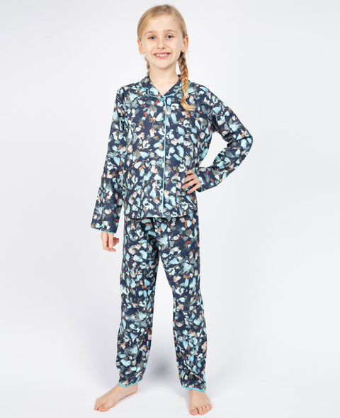 Freya Navy Leaf Print Pyjama Set