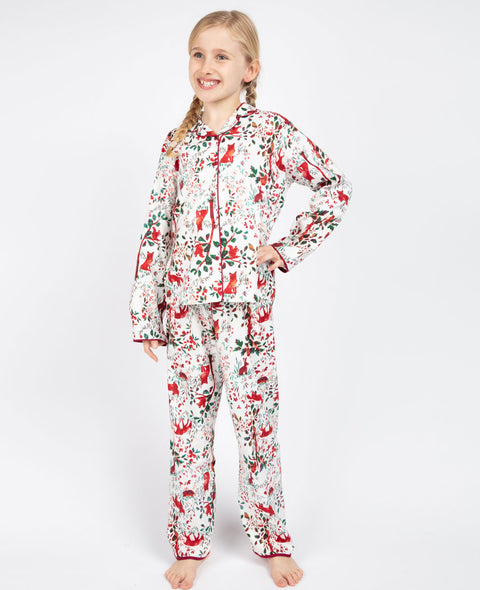 Robyn Pyjama-Set mit cremefarbenem Walddruck