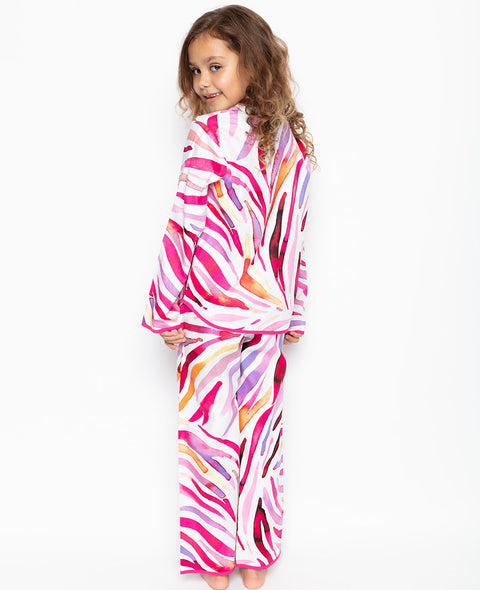Carrie Rosa Pyjama-Set mit Pinselstrich-Print