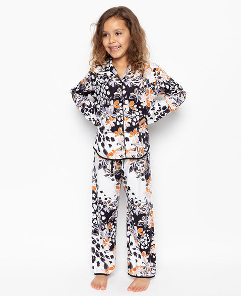 Katie Black Floral Print Pyjama Set