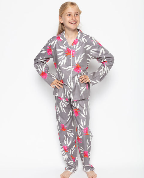 Mallory Graues Pyjama-Set mit Blumendruck