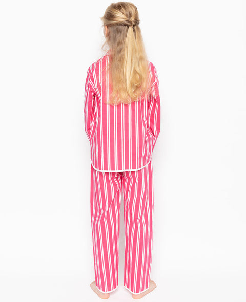 Mallory Rosa Satinstreifen-Pyjama-Set