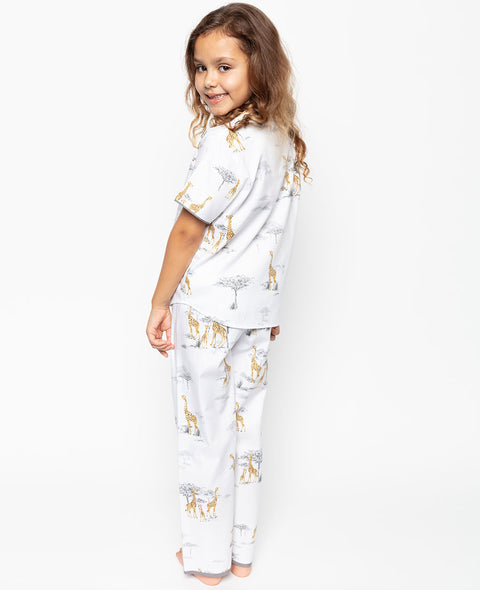 Carly Grey Giraffe Print Pyjama Set