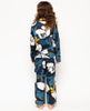 Verity Petrolblaues Pyjama-Set mit Blumendruck