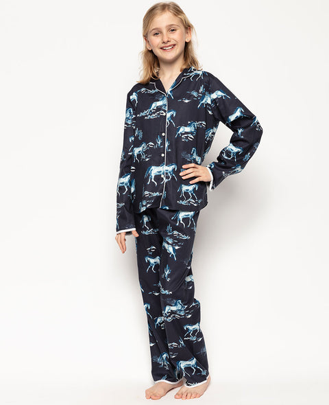 Pyjama à imprimé cheval Verity bleu marine
