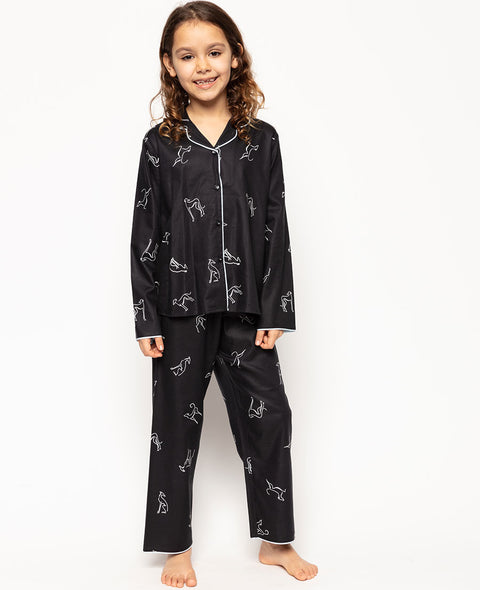 Beth Black Dog Print Pyjama Set