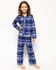 Pyjama à carreaux brossés bleu marine pour filles Riley