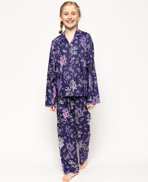 Ensemble de pyjama violet violet à imprimé forêt