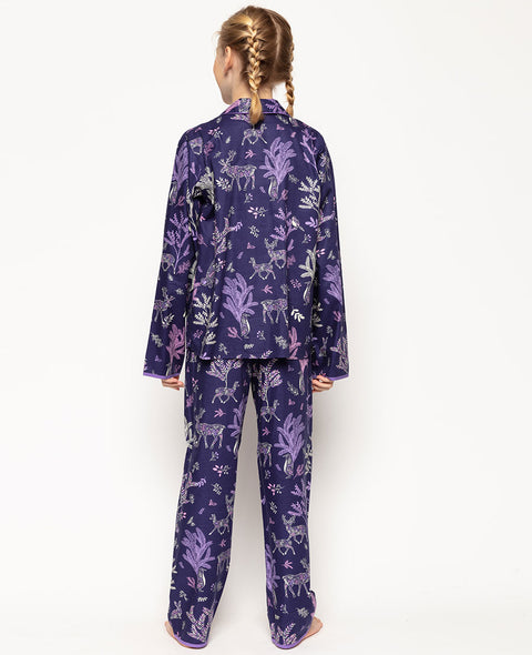 Violett-lila Pyjama-Set mit Walddruck