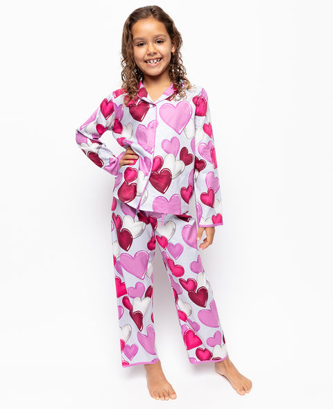 Viola Girls Heart Print Pyjama Set