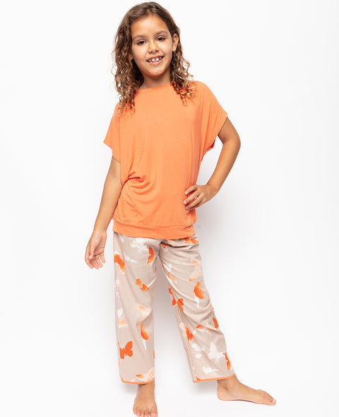 Sage Girls Slouch Jersey Top and Butterfly Print Pyjama Set