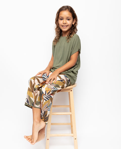 Savannah Girls Slouch Jersey Top And Safari Print Pyjama Set