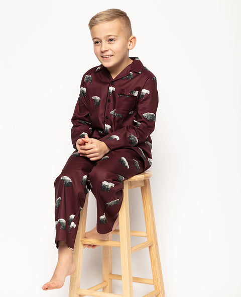 Harley Burgundy Polar Bear Print Pyjama Set
