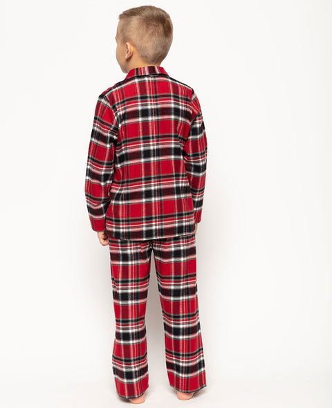 Windsor Jungen Super Cozy Kariertes Pyjama-Set, Rot
