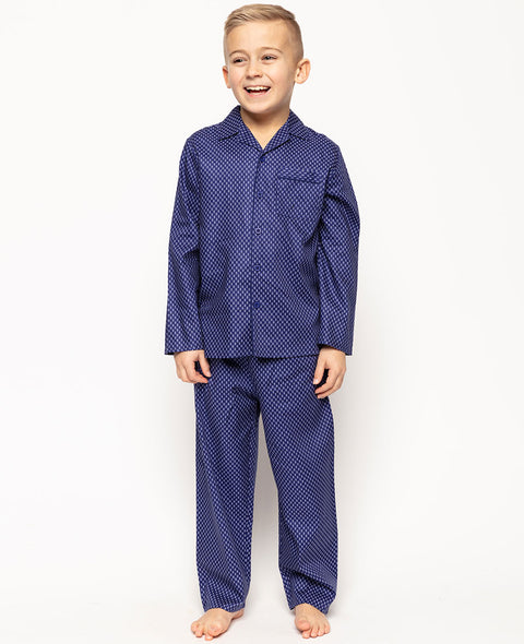 Riley Boys Navy Geo-Print-Pyjama-Set