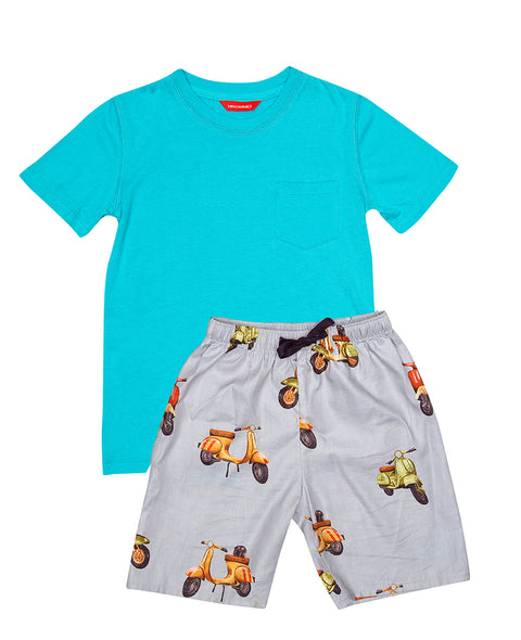 Luca Boys Jersey T-shirt and Scooter Print Shorty Set