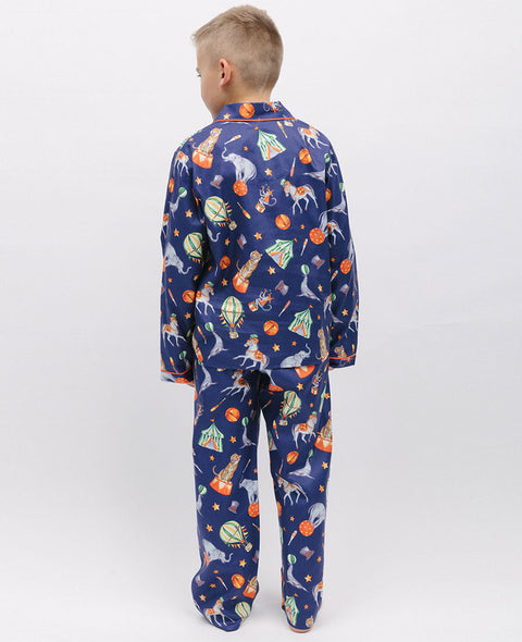 Charlie Kids Unisex-Pyjama-Set mit blauem Zirkusmuster