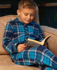 Ensemble de pyjama unisexe à carreaux bleu foncé brossé pour enfants