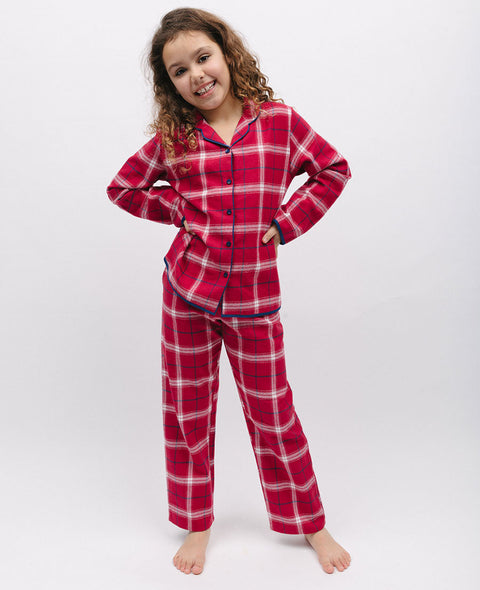 Noél Kids Unisex-Pyjama-Set mit supergemütlichem Karomuster, Rot-Mix