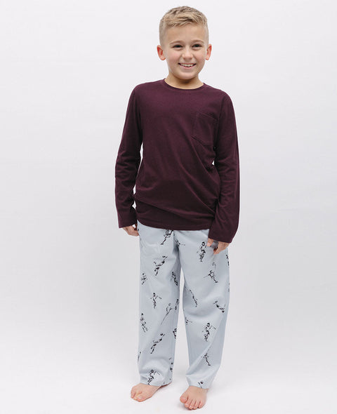 Spencer Boys - Ensemble pyjama t-shirt et pyjama en jersey bordeaux à imprimé football