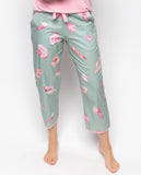 Kurz geschnittene Pyjamahose mit Korallen-Muschel-Print