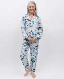 Ensemble de pyjama gris à imprimé fleuri et bordure en dentelle Maeve
