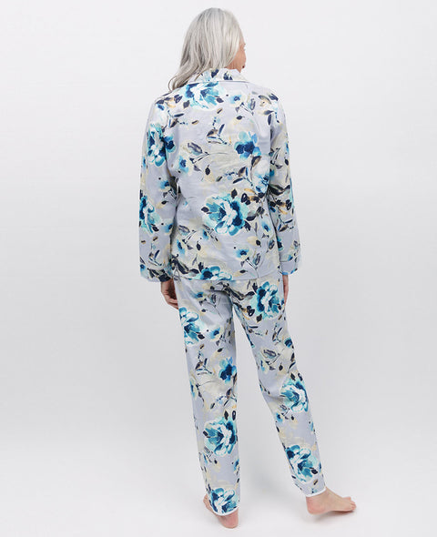 Ensemble de pyjama gris à imprimé fleuri et bordure en dentelle Maeve