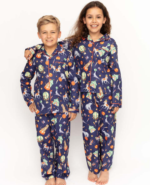 Charlie Kids Unisex-Pyjama-Set mit blauem Zirkusmuster